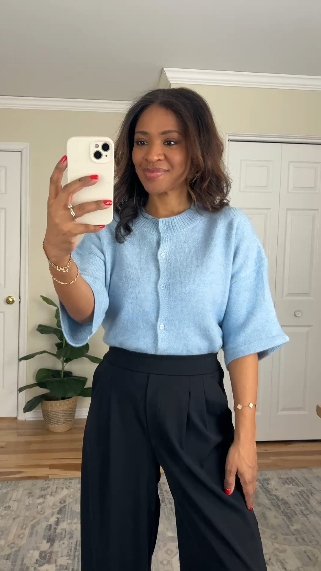 Wearing a medium in this cardigan! Size 4/small in pants 

 #ltkover40 #ltkootd #ltkworkwear