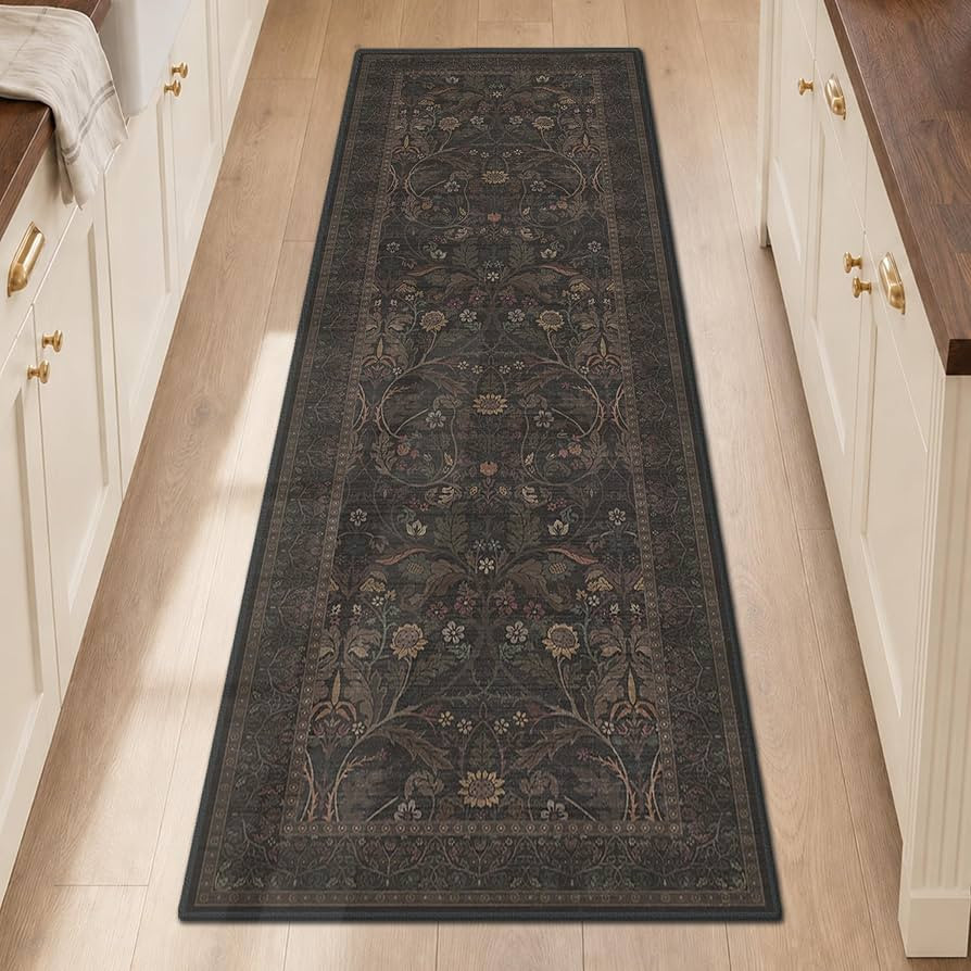 Washable 2x6 Kitchen Runner Rugs Non Slip - Dark Brown Hallway Runner Rug, Farmhouse Non Slip Flo... | Amazon (US)