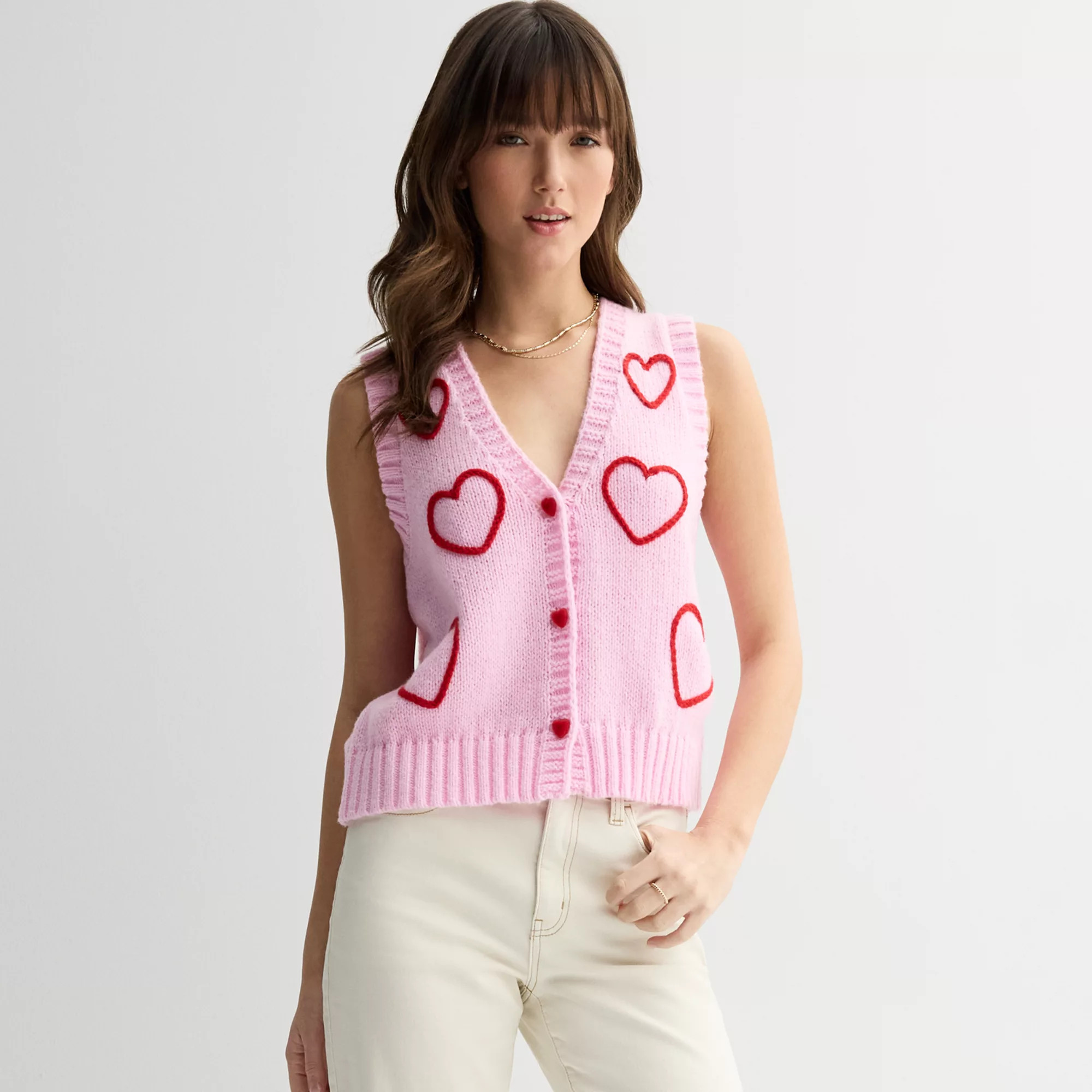 Juniors' FOREVER & EVER 3D Heart Buttons Vest | Kohl's