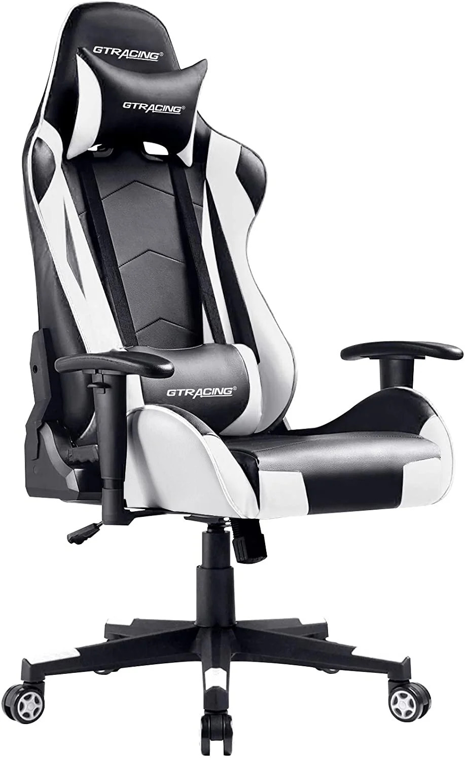 GTPLAYER Gaming Chair Office Chair PU Leather with Adjustable Headrest and Lumbar Pillow, White | Walmart (US)