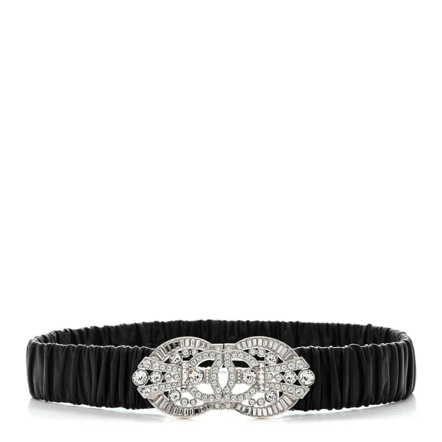 Lambskin Crystal CC Belt 70 28 Black | FASHIONPHILE (US)