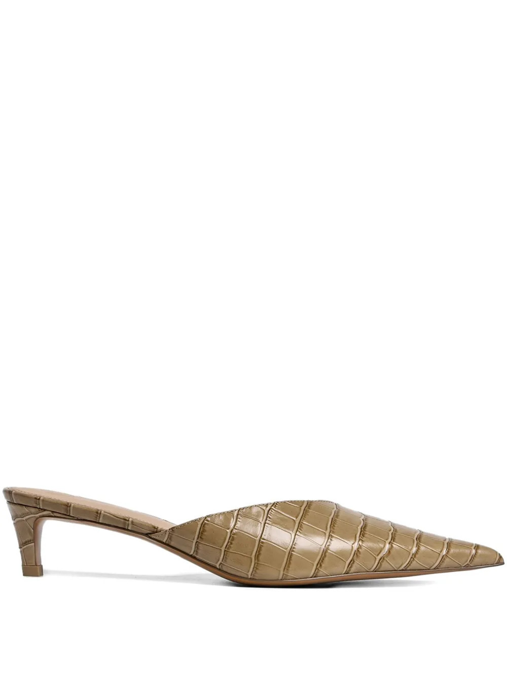 12 STOREEZ 40mm crocodile-embossed pointed-toe mules - Neutrals | Farfetch Global