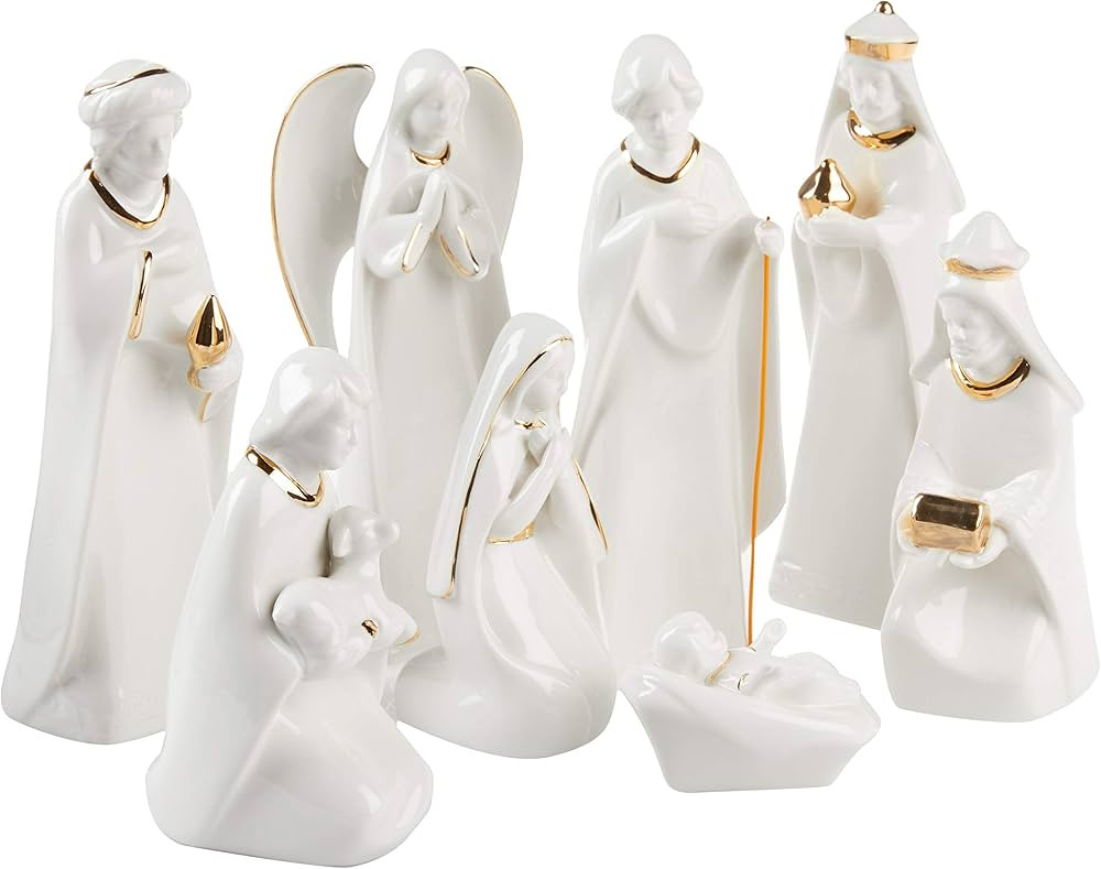 Mikasa Holiday Splendor 8 Piece Nativity Set, Cream | Amazon (US)