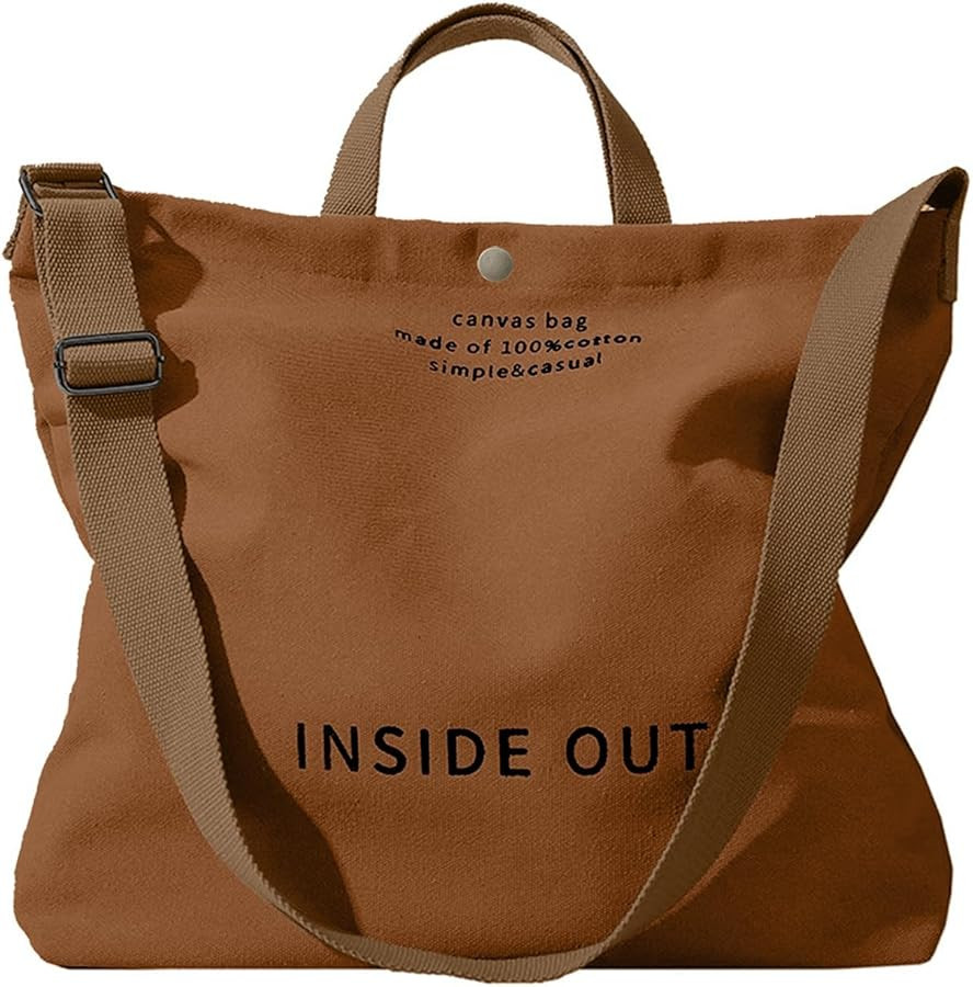 Canvas Tote Bag For Women inside out bag Crossbody Handbag with Adjustable Strap and Coin Purse f... | Amazon (US)