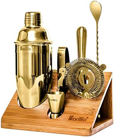 Amazon.com: Gold Mixology Bartender Kit Cocktail Shaker Set by Barillio: Drink Mixer Set with Bar... | Amazon (US)
