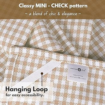 Native Fab Beige Gingham Kitchen Dish Towels 4 Pack 16"x26" - 100% Cotton Absorbent Plaid Tea Tow... | Amazon (US)