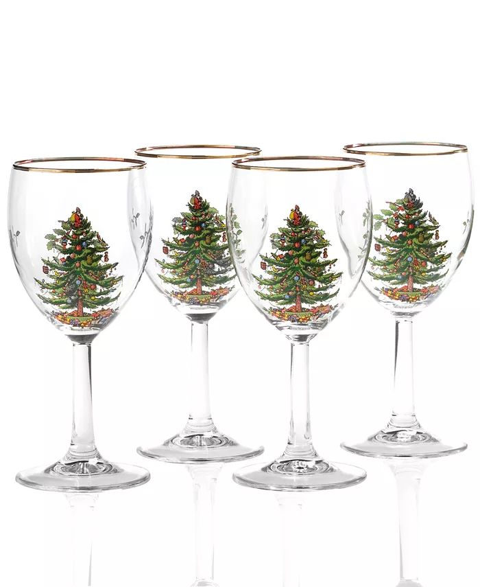 Spode Christmas Tree 13 oz. Glassware Wine Glass, Set of 4 & Reviews - Glassware & Drinkware - Di... | Macys (US)