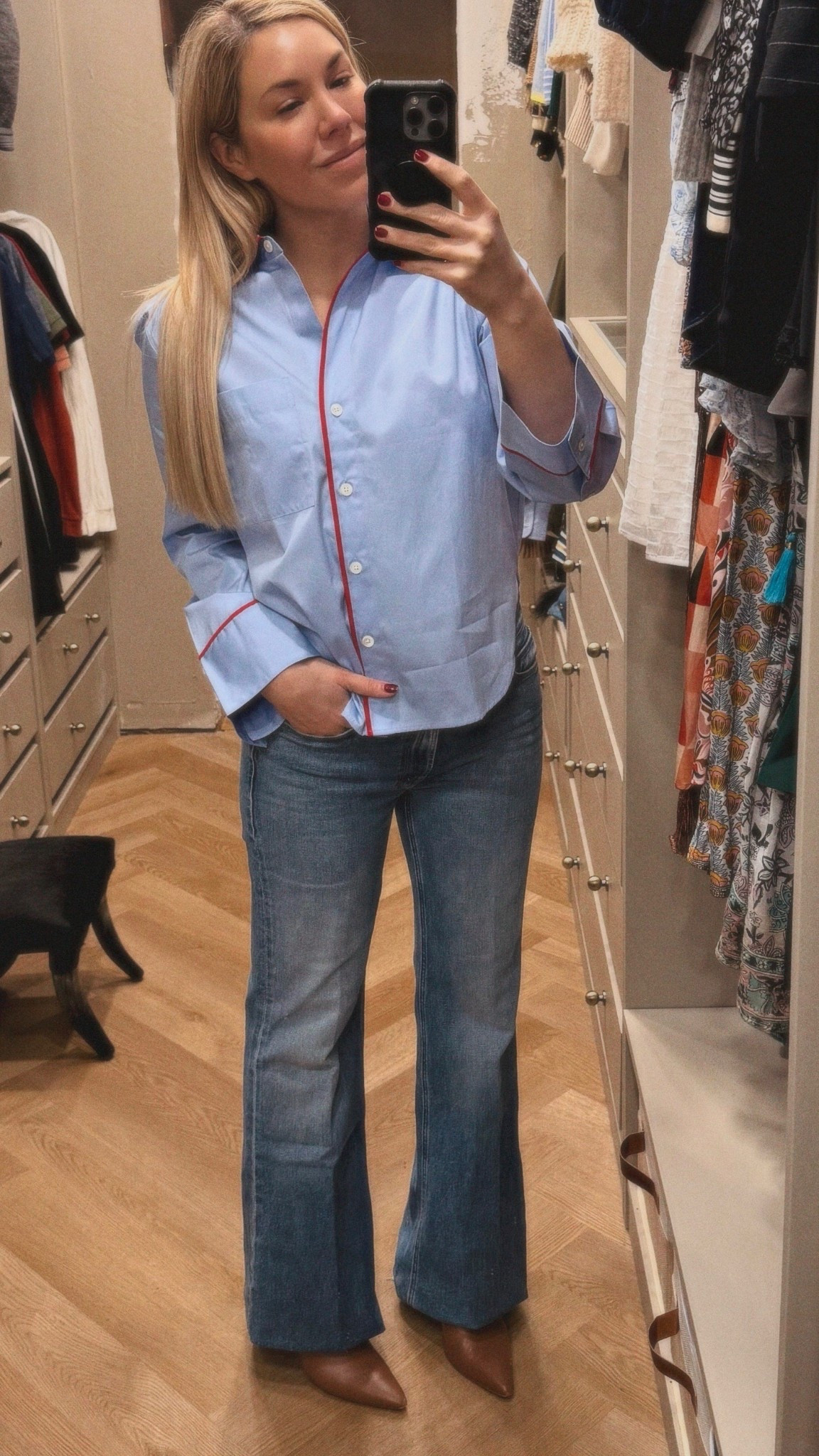 Obsessed with this pajama top!
**Jeans run small but stretch**
Obviously too long but had to share!

#LTKValentine 

#LTKootd #LTKdayinmylife