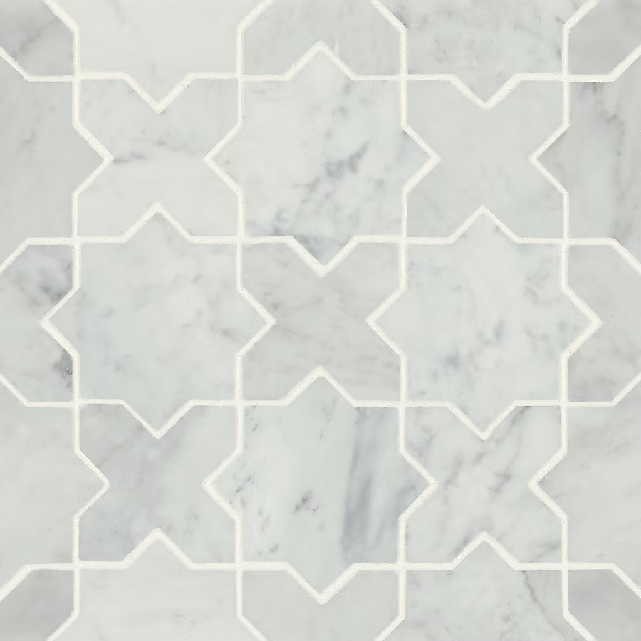 Bedrosians Monet White Carrara 12-in x 12-in Honed Natural Stone Marble Mixed Pattern Marble Look... | Lowe's