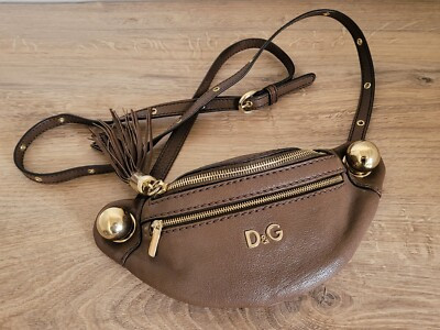 Dolce & Gabbana "Jeri" Leather Two Zipper Crossbody Belt Bag Pouch Made in Italy | eBay US