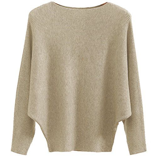 GABERLY Boat Neck Batwing Sleeves Dolman Knitted Sweaters and Pullovers Tops for Women | Amazon (US)