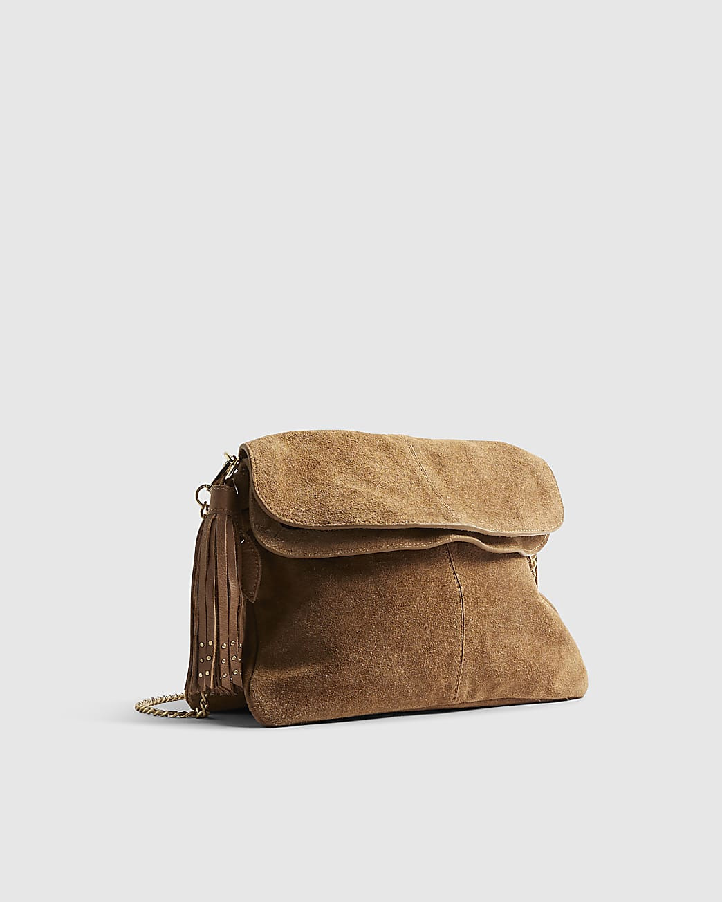 Brown Suede Tassel Chain Shoulder Bag | River Island UK & IE