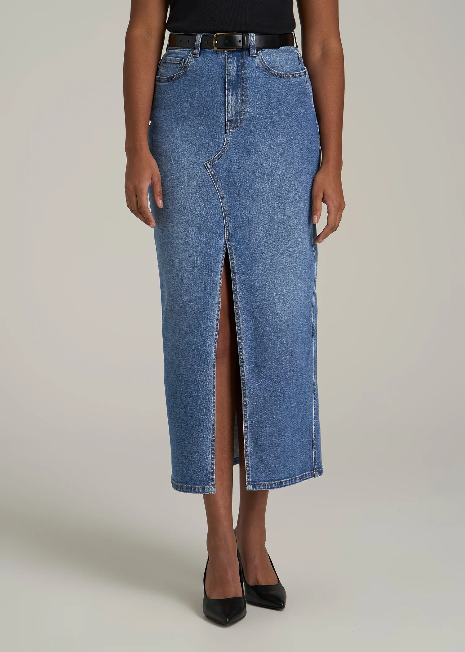 Denim Maxi Skirt for Tall Women in Colorado Blue | American Tall