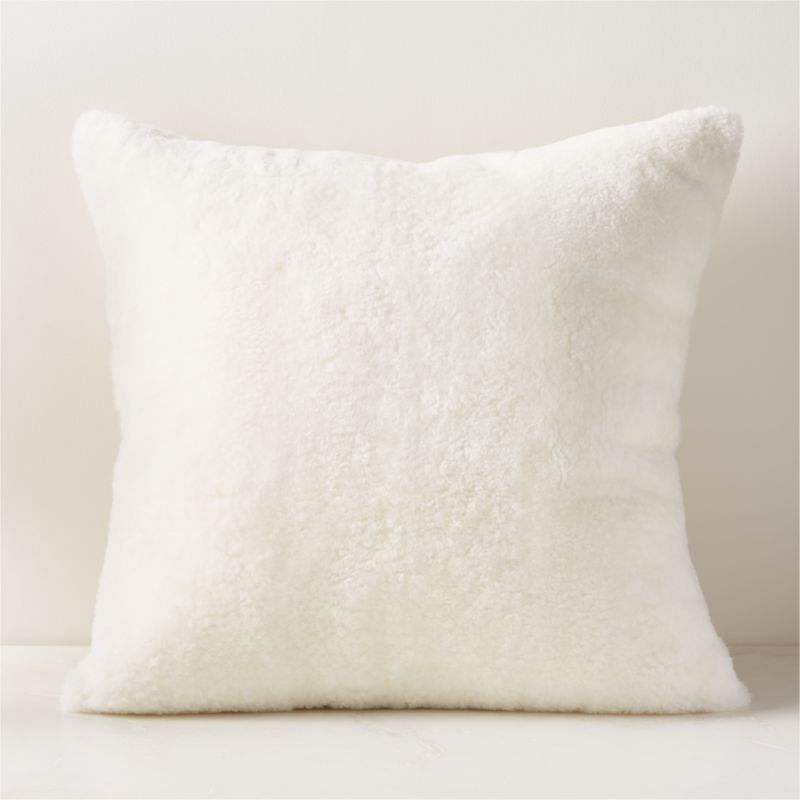 White Shorn Sheepskin Modern Throw Pillow with Down-Alternative Insert 26'' | CB2 | CB2