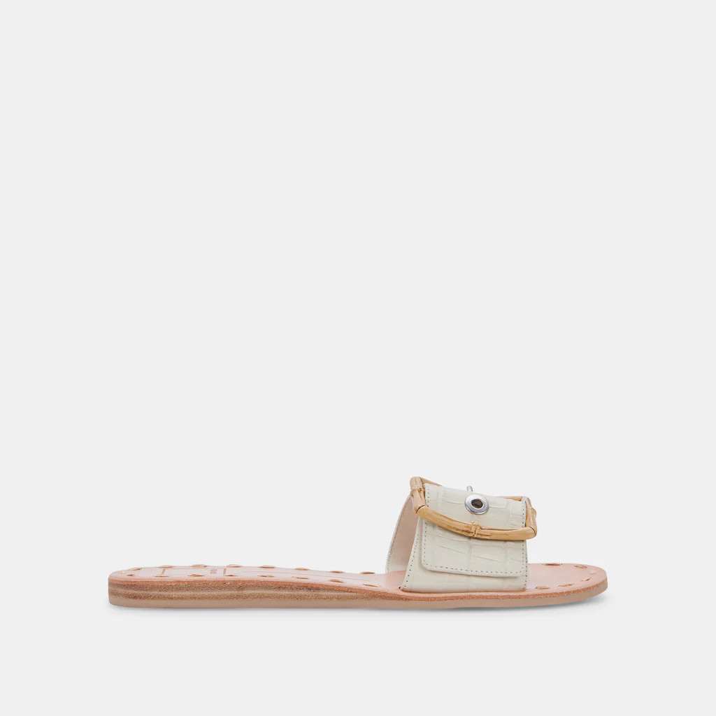 DASA SANDALS EGGSHELL EMBOSSED LEATHER | DolceVita.com