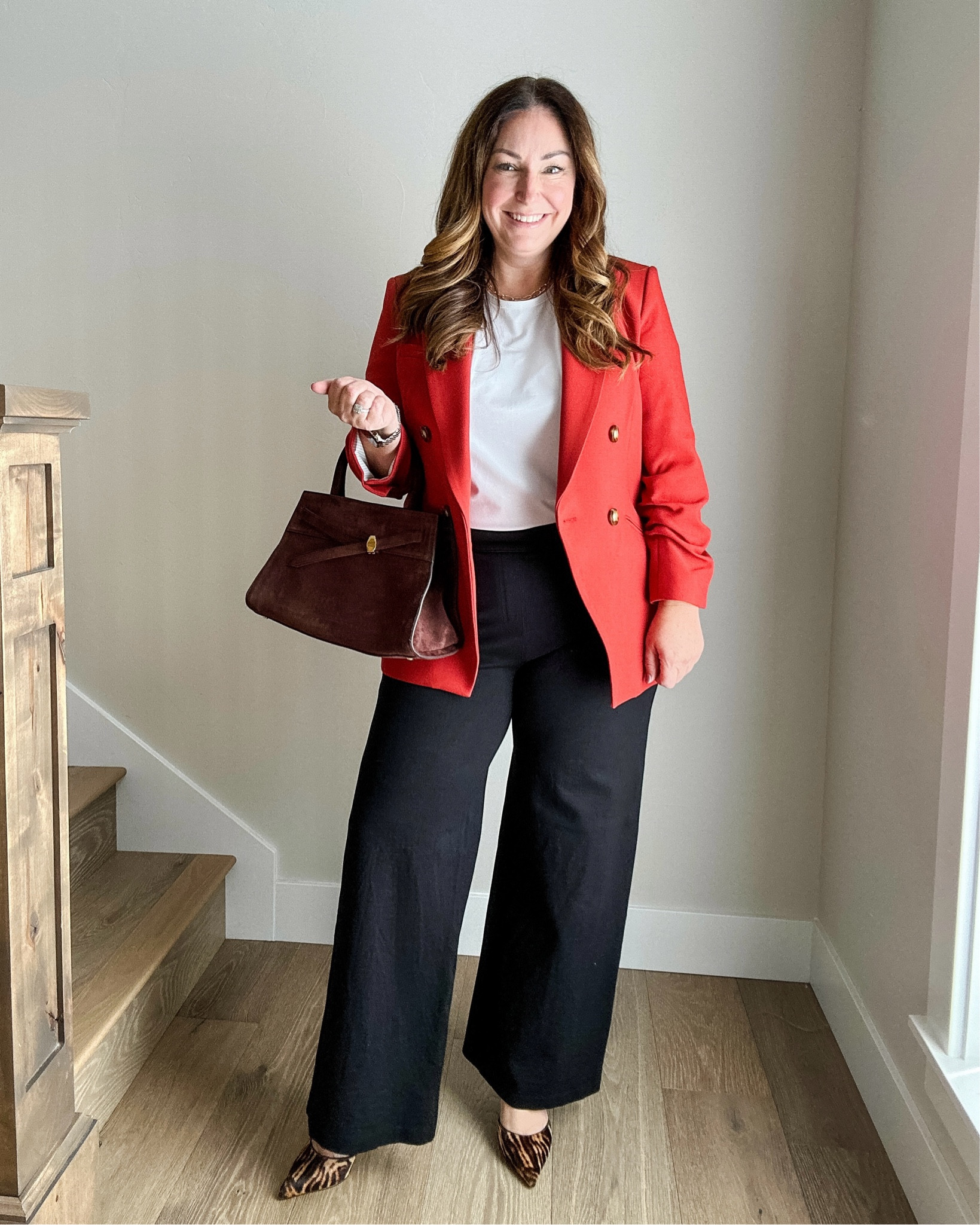 Outfit Prepping for conferences…loving this red blazer with an animal print heel for an on trend fall look!

Fit Tips: Blazer, 12 // Pants, XL// Top,  L

Fall workwear, red trend, animal print shoe, designer bag, workwear tote, wear to work, conference outfit, midsize workwear, wide leg pant, TheRecruiterMom

#LTKShoeCrush #LTKMidsize #LTKWorkwear