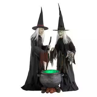 6.5 ft. Gruesome Grounds Animated LED Witches Scene | The Home Depot