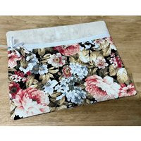 Quilted Cross Stitch Project Bag 13"" X 11"" Dusky Pink Flowers | Etsy (US)