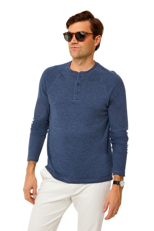 Navy Heather Cloud Long Sleeve Henley | Tuckernuck (US)