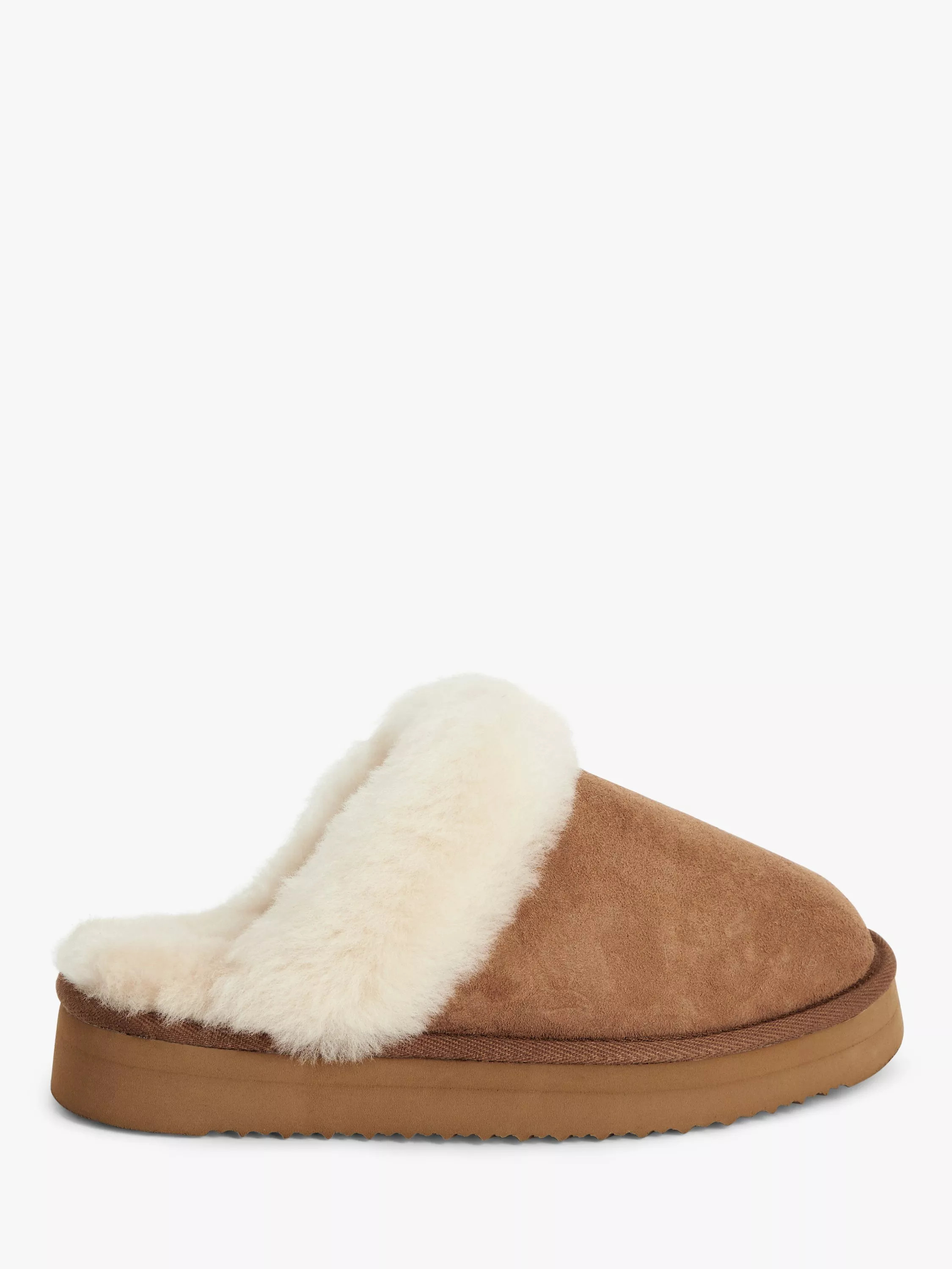 John LewisSheepskin Platform Mule Slippers, Chestnut, 3 | John Lewis (UK)