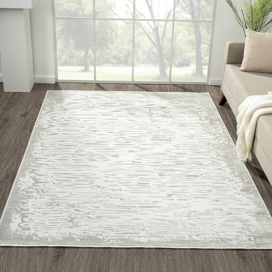 LUXE WEAVERS Artistic Metallic Cream 6x9 Area Rug, Plush Abstract Textured Living Room Carpet | Amazon (US)