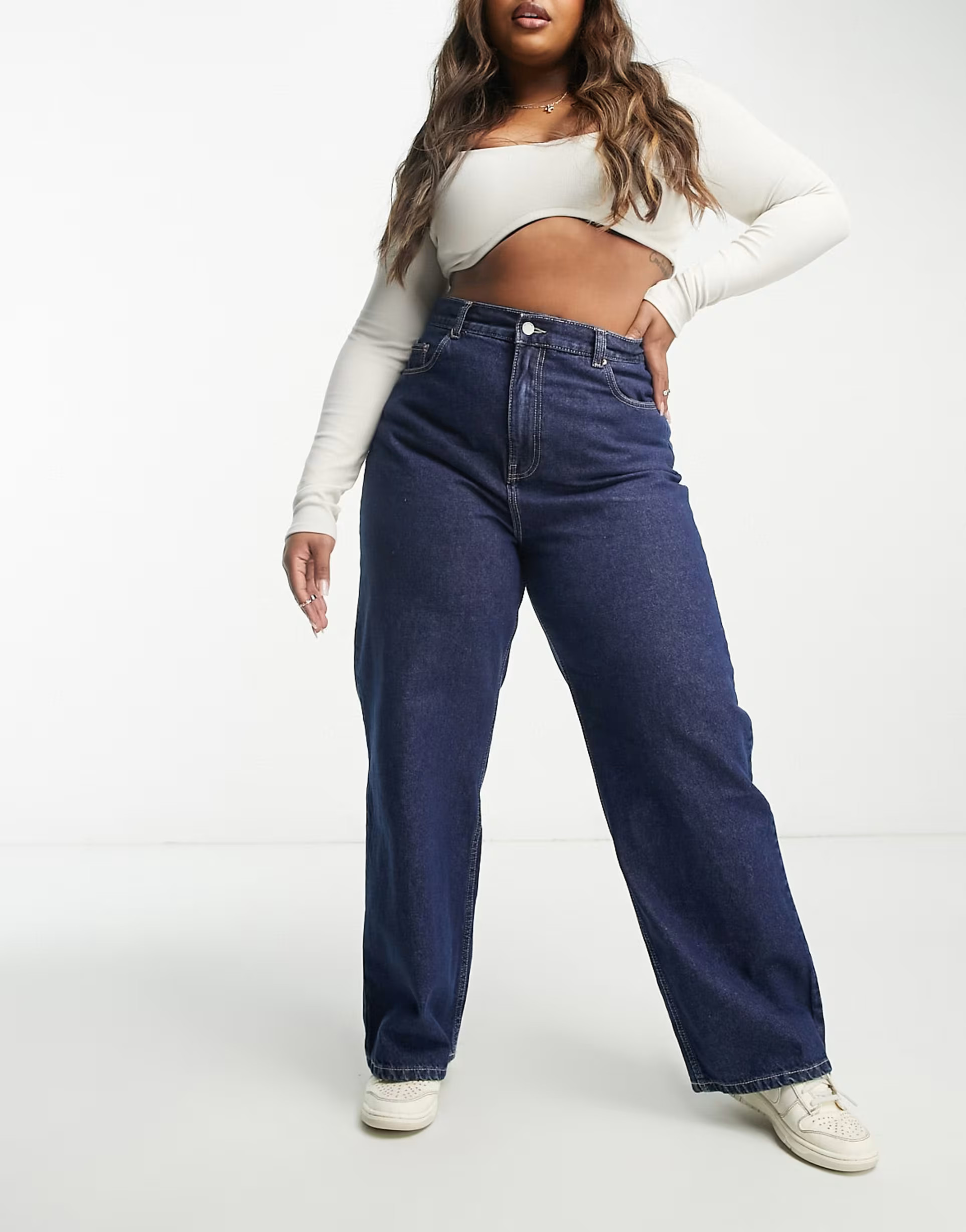 Dr Denim Plus Echo straight leg jeans in dark wash blue | ASOS (Global)