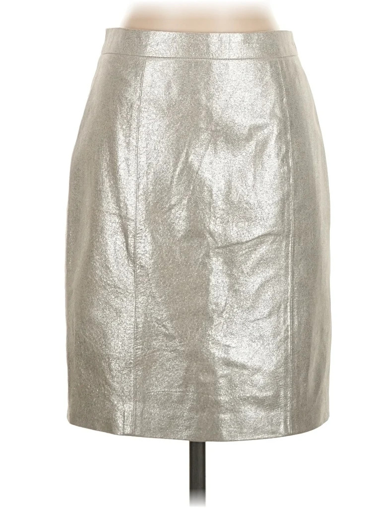 Club Monaco 100% Leather Metallic Silver Leather Skirt Size 0 - 88% off | ThredUp (US)
