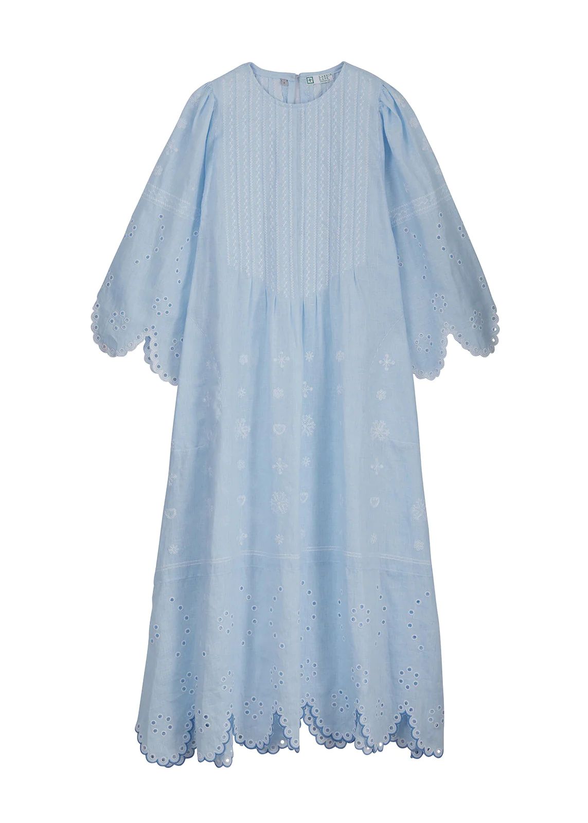 Maryna Embroidered Ukrainian Dress - Light Blue, White by Larkin Lane | Support HerStory