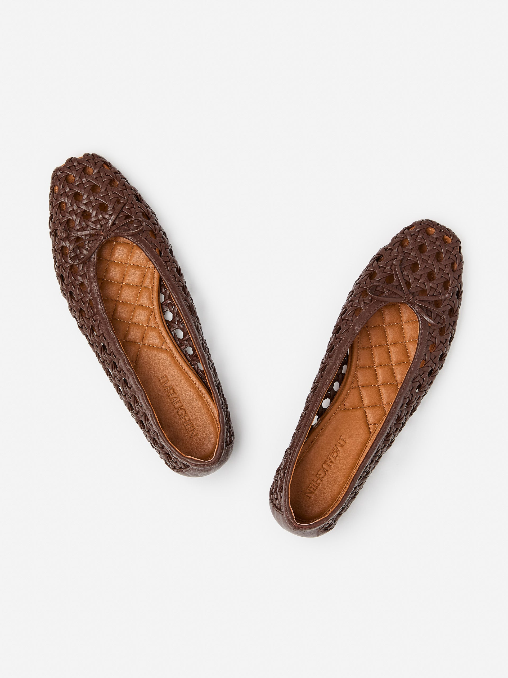 Leonor Leather Basket Weave Flats | J.McLaughlin