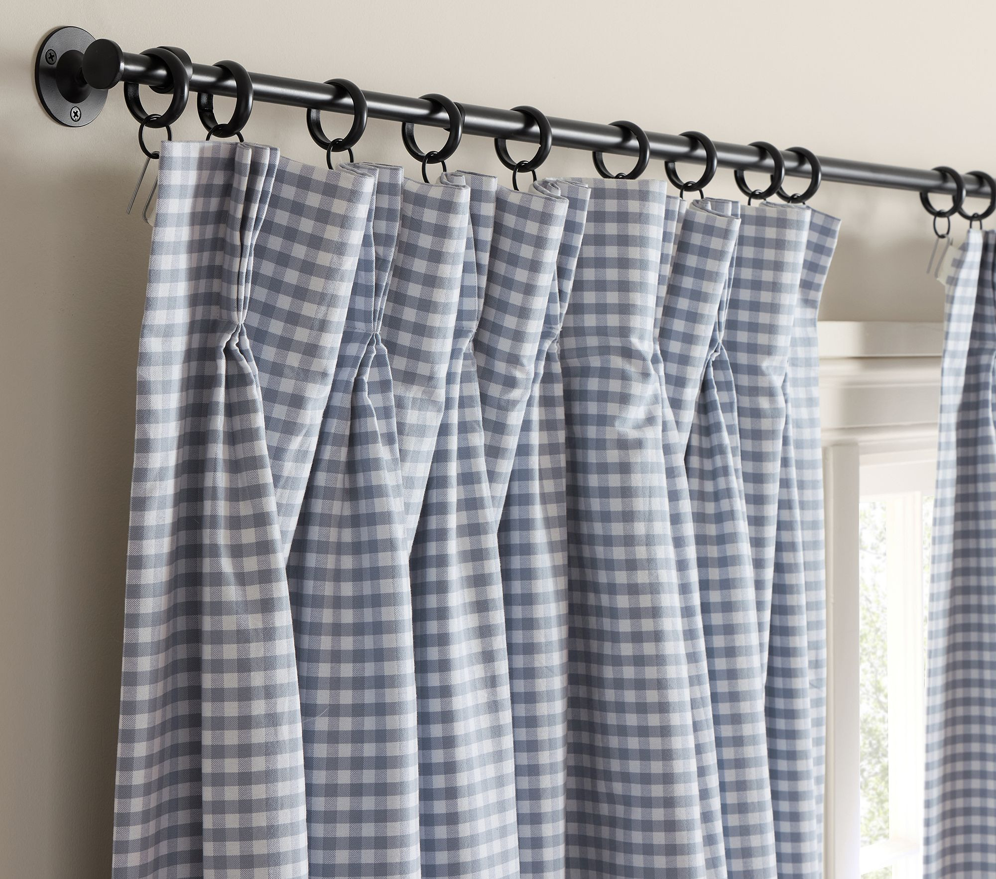 Pinch Pleat Gingham Blackout Curtain | Pottery Barn Kids