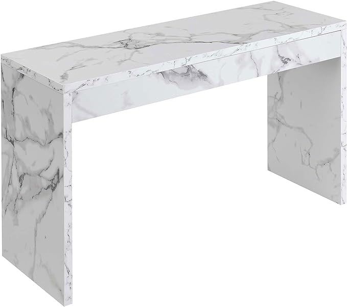 Convenience Concepts Northfield Hall Console Desk Table, White Faux Marble | Amazon (US)
