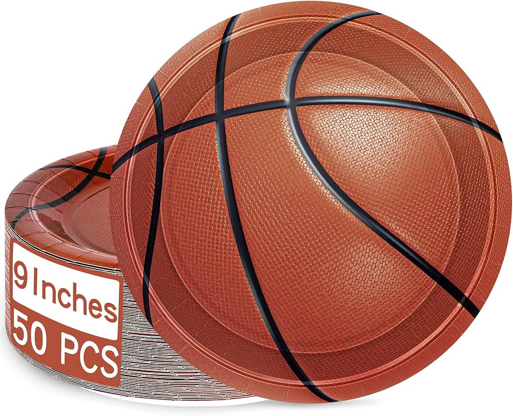 QZYL 50 Pcs Basketball Party Favors - 9 Inch Disposable Plates for Sports Themed Gatherings | Amazon (US)