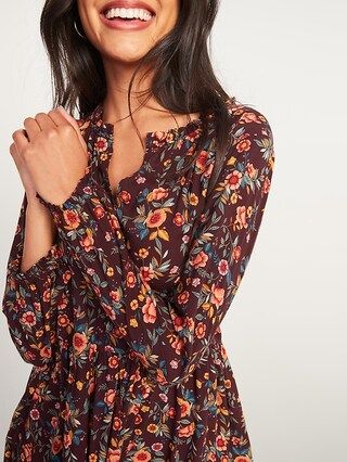Printed Tiered Midi Swing Dress for Women | Old Navy (US)