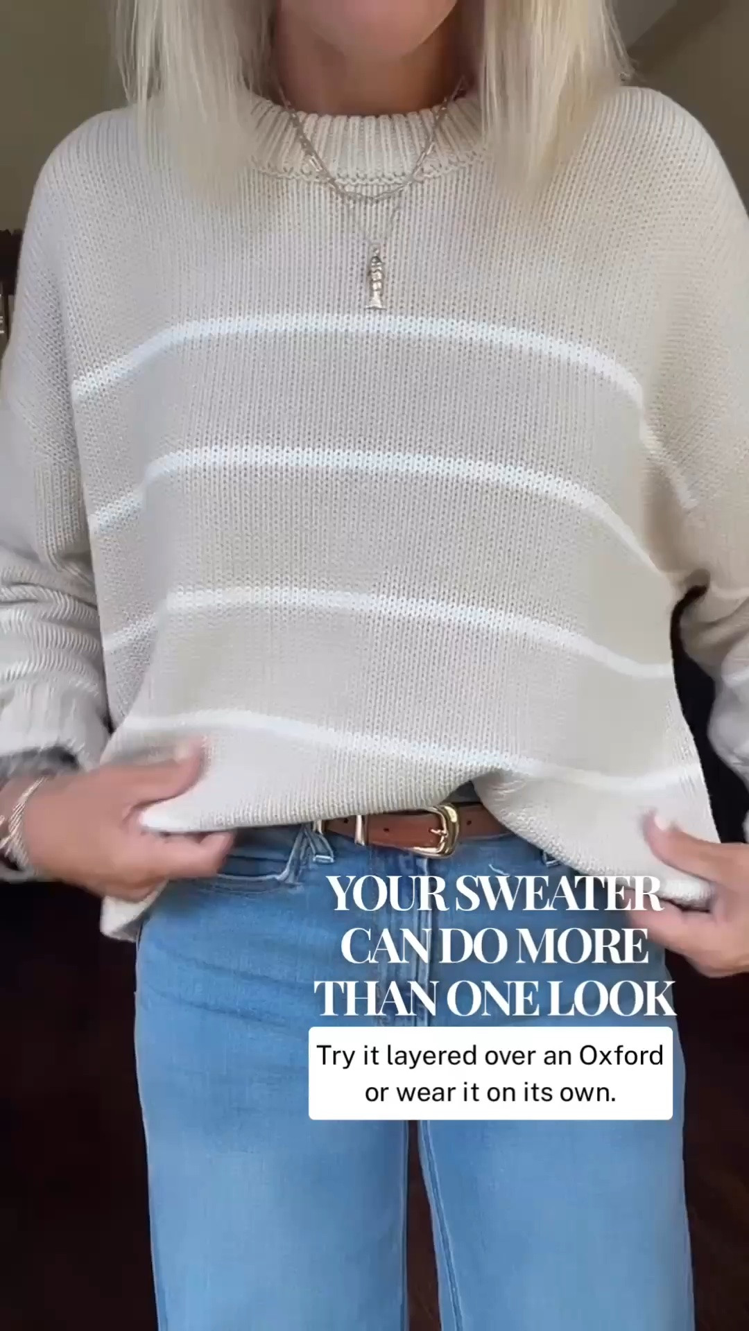 I love when a few classic pieces can give you several different outfits. Wear the Oxford shirt on its own with jeans, layer this sweater over it, or style the sweater with trousers for a more polished look. These are the kinds of wardrobe staples that make getting dressed so much easier.

#LTKootd #LTKOver40 #LTKTravel