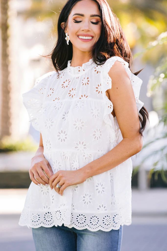 Precious Intrigue White Eyelet Blouse | The Mint Julep Boutique