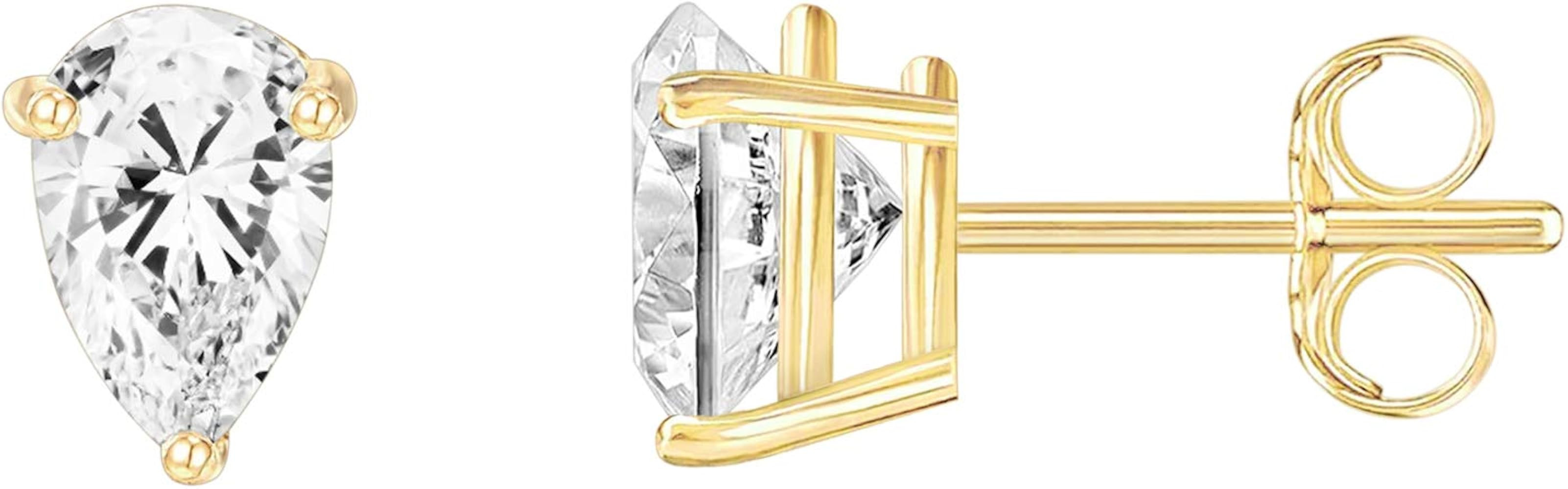 PAVOI 14K Gold Plated Sterling Silver Cubic Zirconia Stud Earrings for Women | Amazon (US)