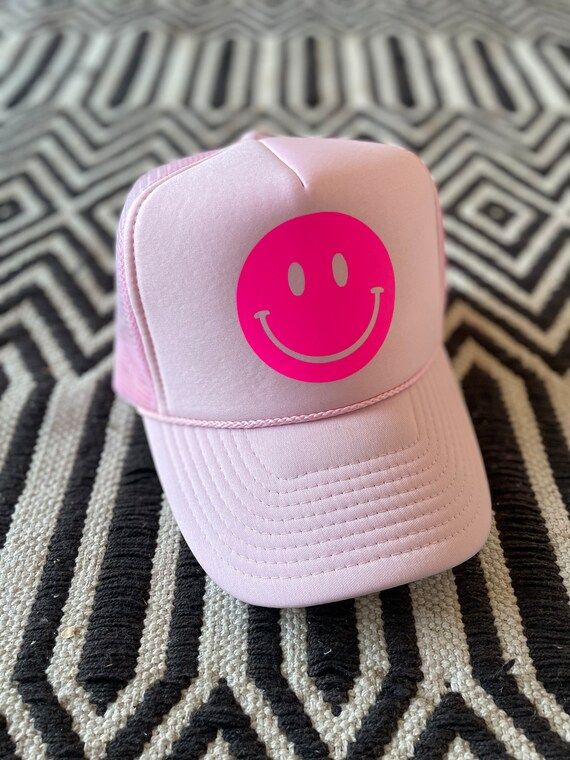 Smiley Face Trucker Hathappyhues Breast Cancer Awareness | Etsy | Etsy (US)