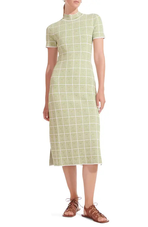 STAUD Heli Mock Neck Sweater Dress in Moss Maze at Nordstrom, Size Medium | Nordstrom