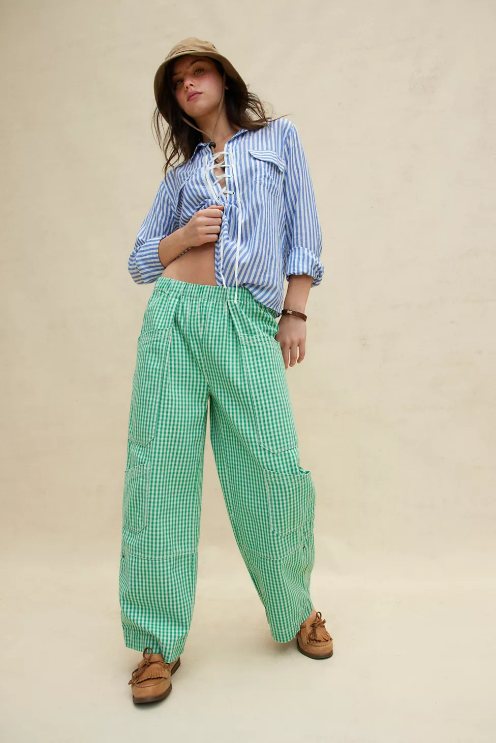 BDG Charlie Gingham Low-Rise Wide-Leg Pant | Urban Outfitters (US and RoW)