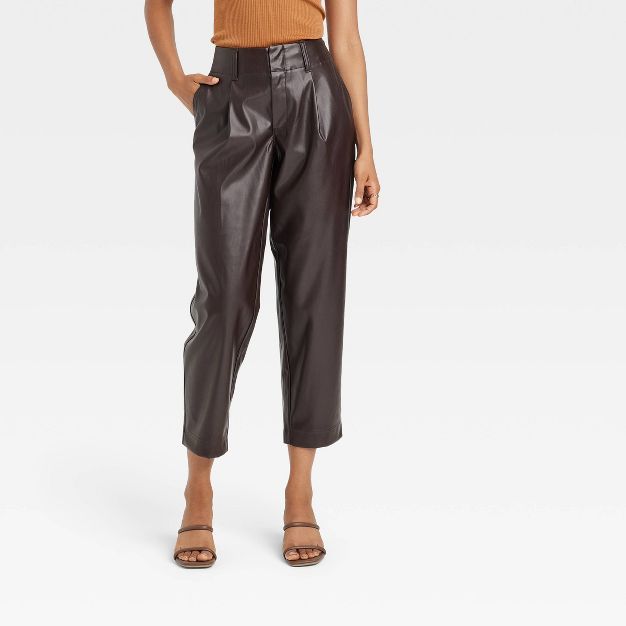 Women's High-Rise Faux Leather Tapered Ankle Pants - A New Day™ | Target