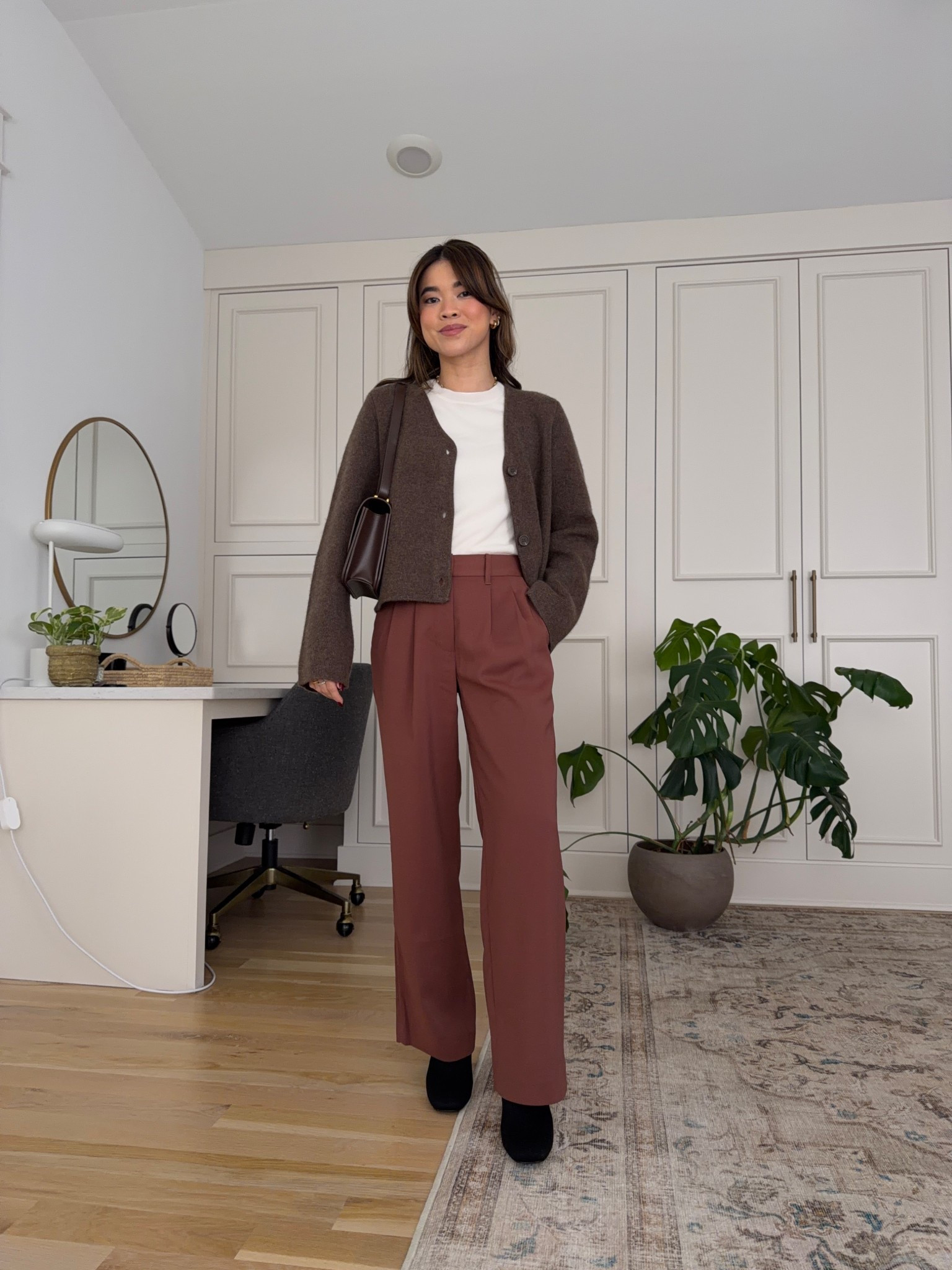 Sizing Info: Sweater: XS in Brown, Tee: XS in Ivory, Pants: Size 0 in Redwood Brown! petite fashion, get dressed with me, outfit inspiration, ootd, nashville outfit, Nashville influencer, petite style, vacation style, casual outfits, mom style, petite pants, winter dress, winter outfit, winter pants, winter outfit inpso, winter outfit idea, winter top, fall top, fall style, winter style, winter sweater, autumn sweater, cozy sweater, cold weather sweater, cold weather outfit, winter bag, winter purse, quince, tailored pants, quince pants,  

 

#LTKGiftGuide #LTKSeasonal #LTKPetite