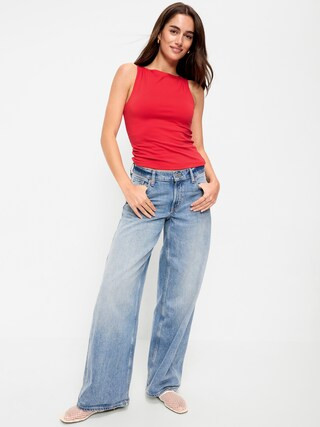 Hug Double-Layer Boat-Neck Top | Old Navy (US)