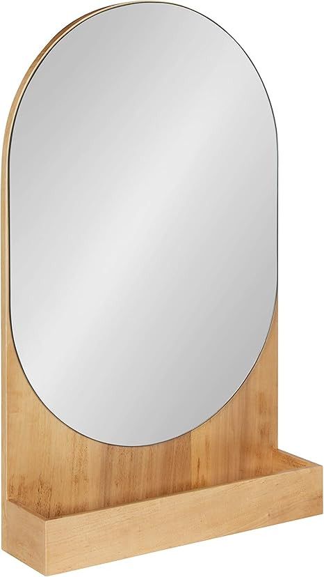 Kate and Laurel Astora Modern Wood Framed Capsule Mirror, 16 x 26, Natural Wood, Scandi Mirror wi... | Amazon (US)