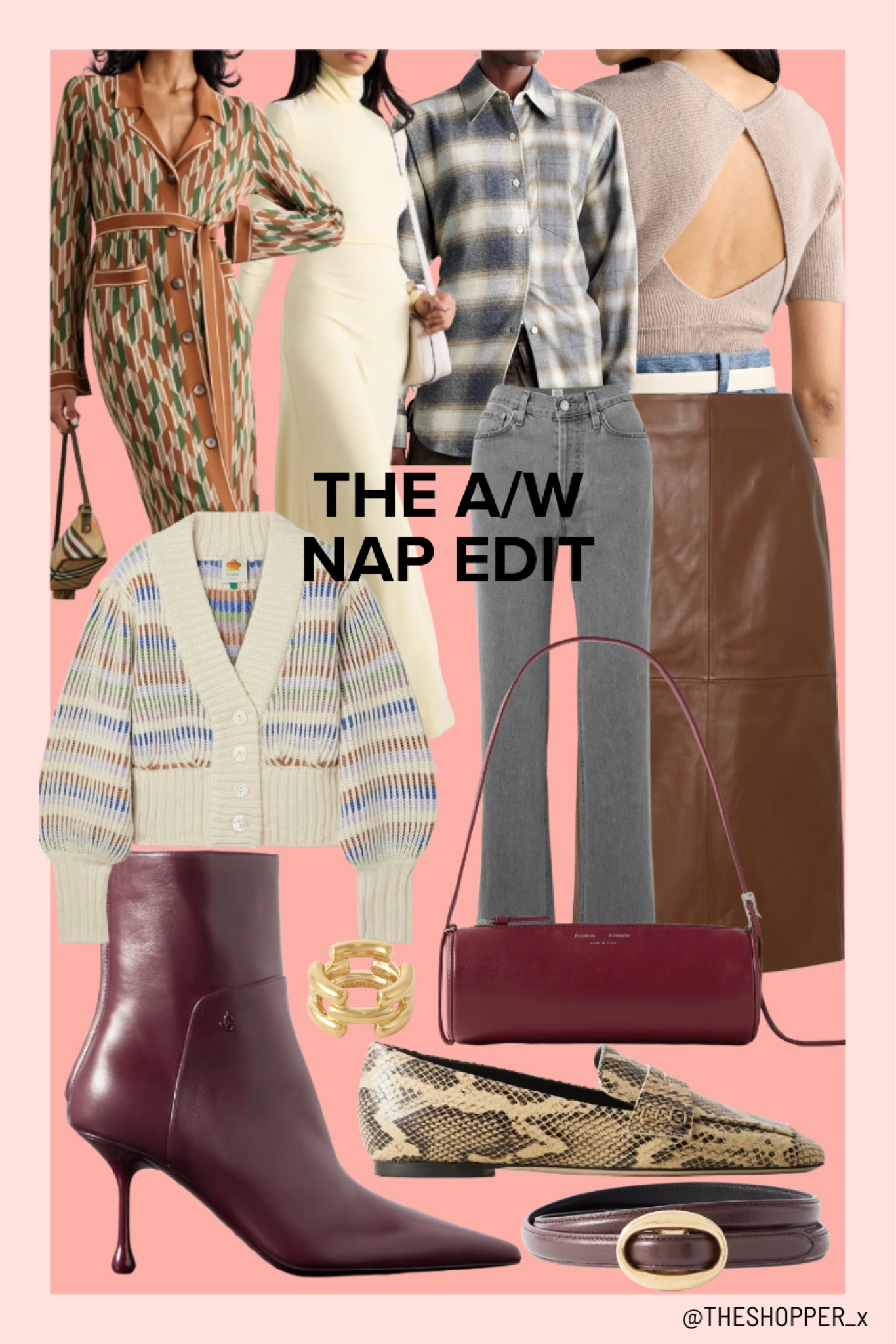 The A/W NAP Edit
Striped ribbed knit cardigan, high rise straight leg organic jeans, open back ribbed cashmere t-shirt, leather belt, belted striped jacquard knit midi dress, open back checked striped cotton flannel and twill shirt, cut out jersey maxi dress, snake effect leather loafers, leather ankle boots, shoulder bag, midi skirt, gold plated ring

#LTKautumn #LTKeurope #LTKluxury