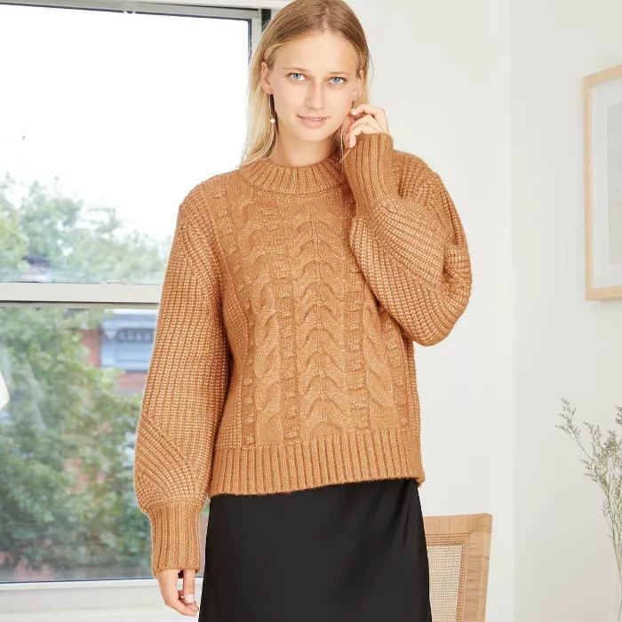 Women's Crewneck Cable Stitch Pullover Sweater - A New Day™ | Target