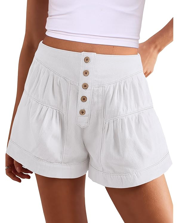 ANRABESS Women's Denim Shorts Summer Baggy High Waisted Flowy Wide Leg Buttons Pleated Casual Jea... | Amazon (US)