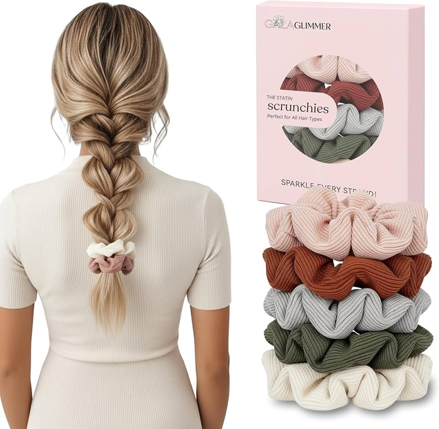 Scrunchies Cotton Hair Scrunchies for Women No Crease Hair Ties Thick Curly Hair Ideal for Workou... | Amazon (US)