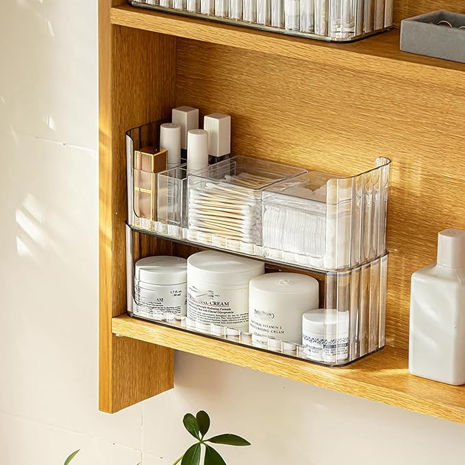 MORNITE 2-Tier Medicine Cabinet Shelves Organizer, Makeup Storage Holder Compartments, Shelf Tray... | Amazon (US)