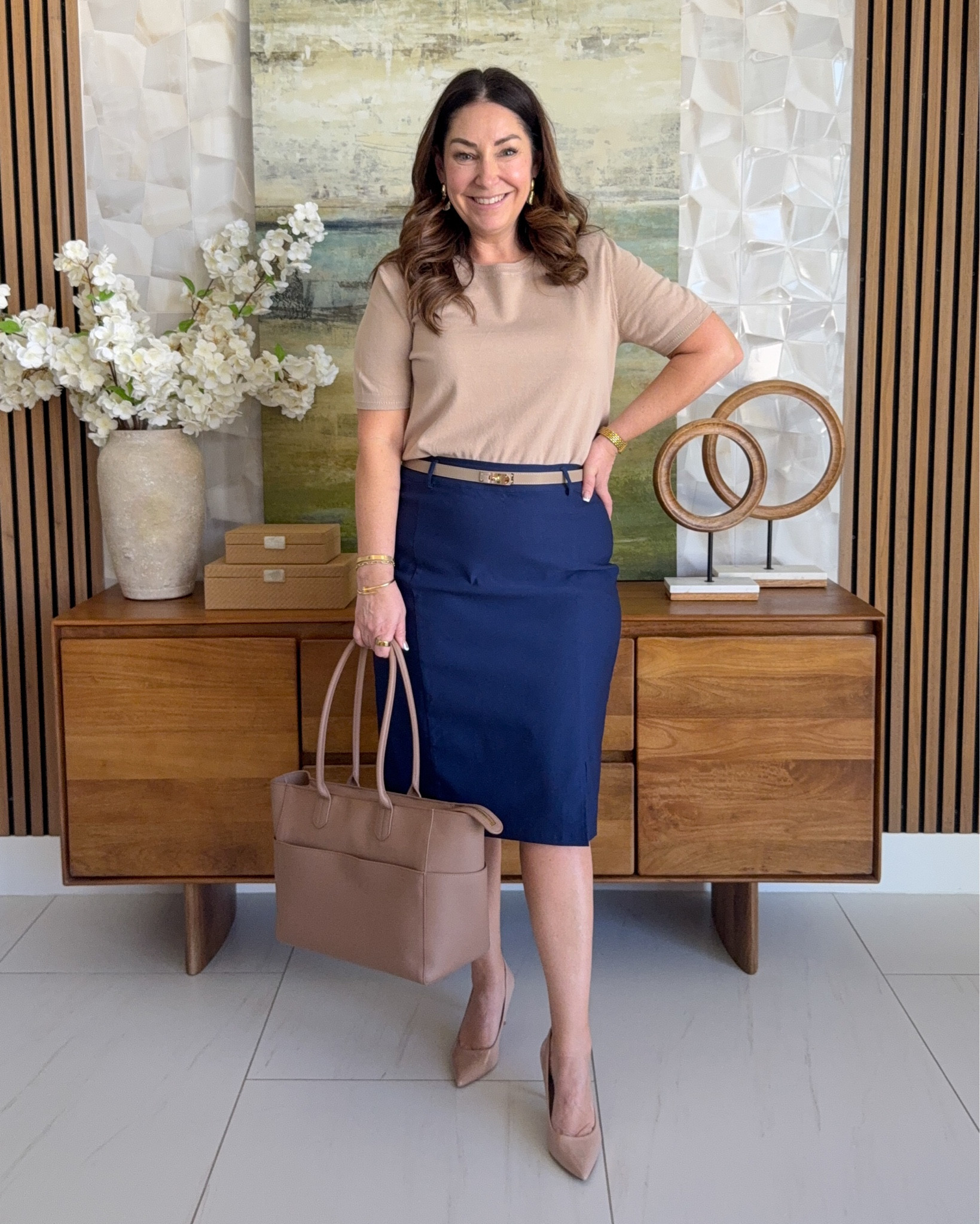 Update your work wardrobe with this chic pencil skirt and comfortable short sleeve sweater. Perfect for any business casual outfit! Top tts, L // Skirt size up if in-between, XL #workwear #businessfashion 

 

#LTKOver40 #LTKMidsize #LTKWorkwear