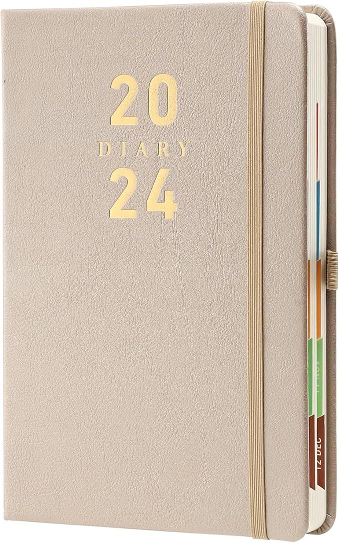2024 Diary Planner A5 Day per Page,Organizer Weekly Monthly Planner 2024 with Monthly Tab,Hardcov... | Amazon (UK)